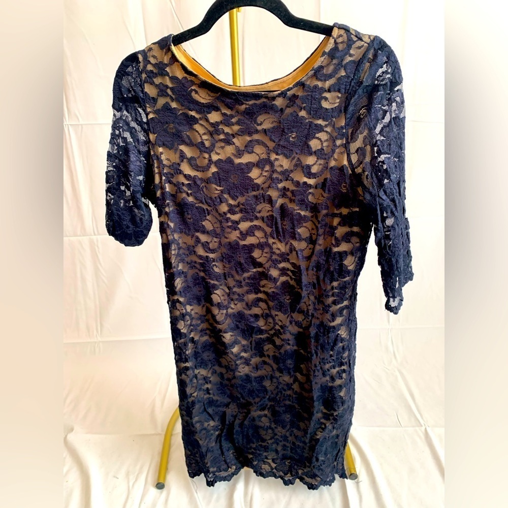 Alexia ADMOR Nude Illusion
Stretch Navy Lace Mini Dress Large